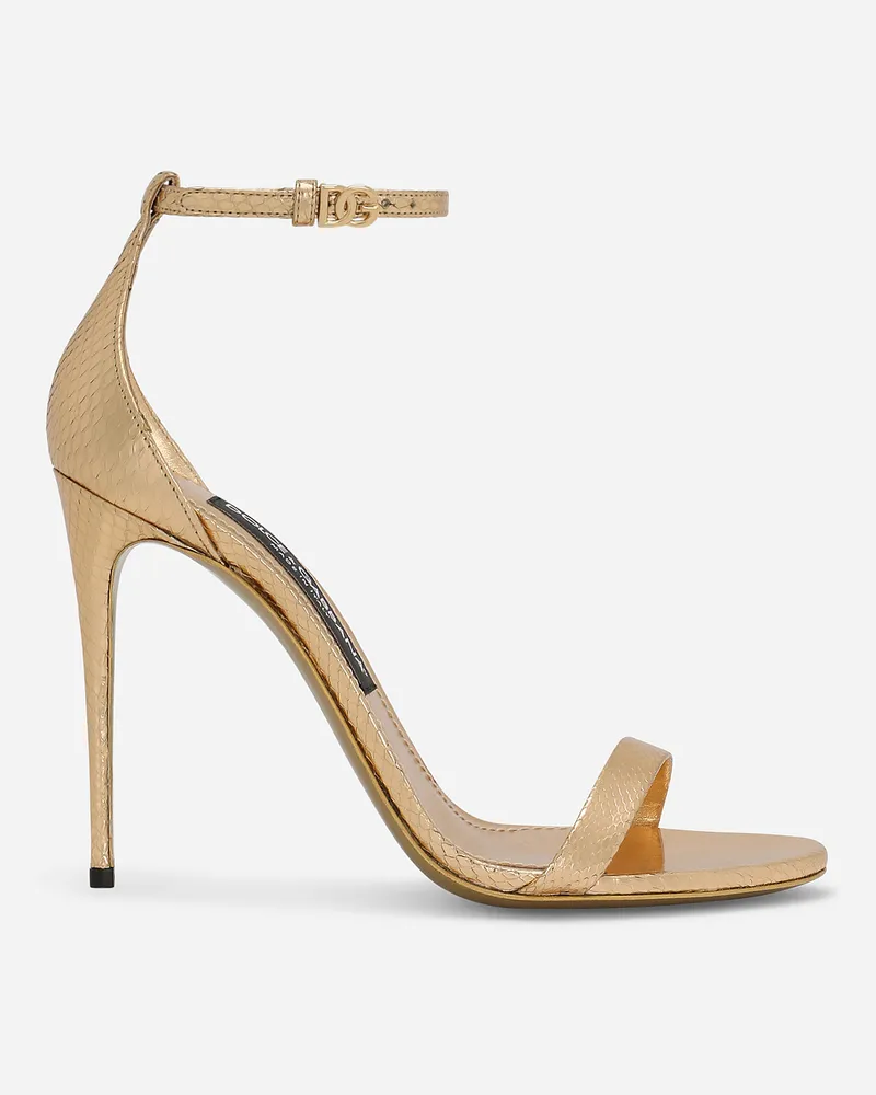 Dolce & Gabbana Sandalette Aus Pythonleder - Frau Sandalen Und Wedges Gold Gold