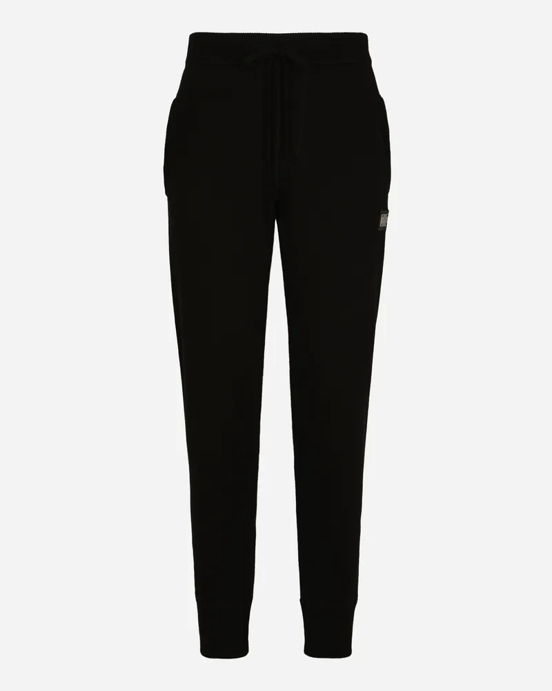 Dolce & Gabbana Jogginghose Aus Woll- Und Kaschmirstrick - Mann Hosen Und Shorts Schwarz Wolle Schwarz