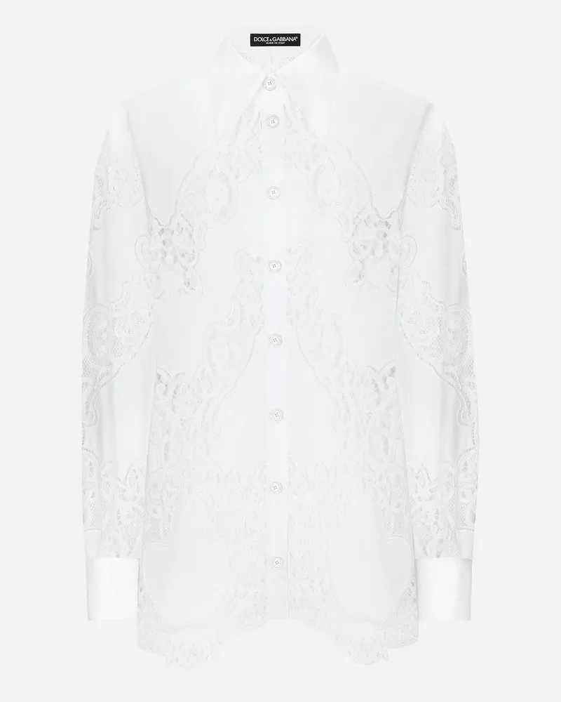 Dolce & Gabbana Bluse Aus Baumwolle Mit Floraler Ausschnittstickerei - Frau Blusen Und Tops Wei Weiss