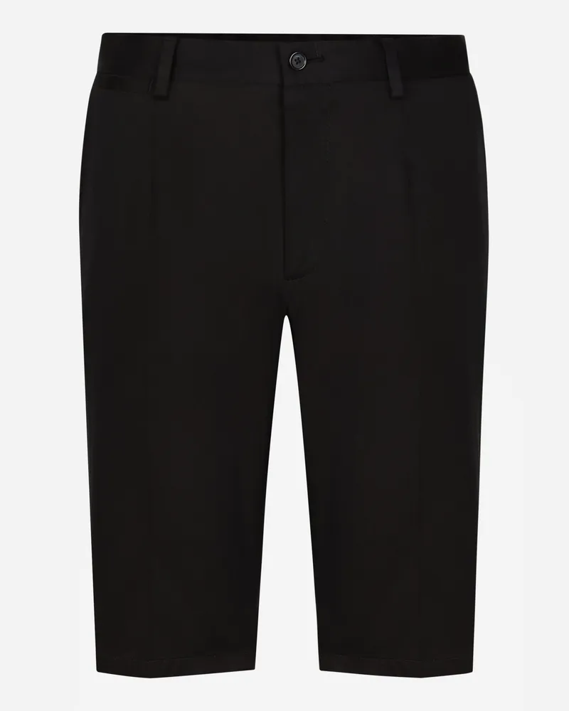 Dolce & Gabbana Bermudas Aus Baumwollstretch Mit Dg-patch - Mann Hosen Und Shorts Blau Baumwolle Blau