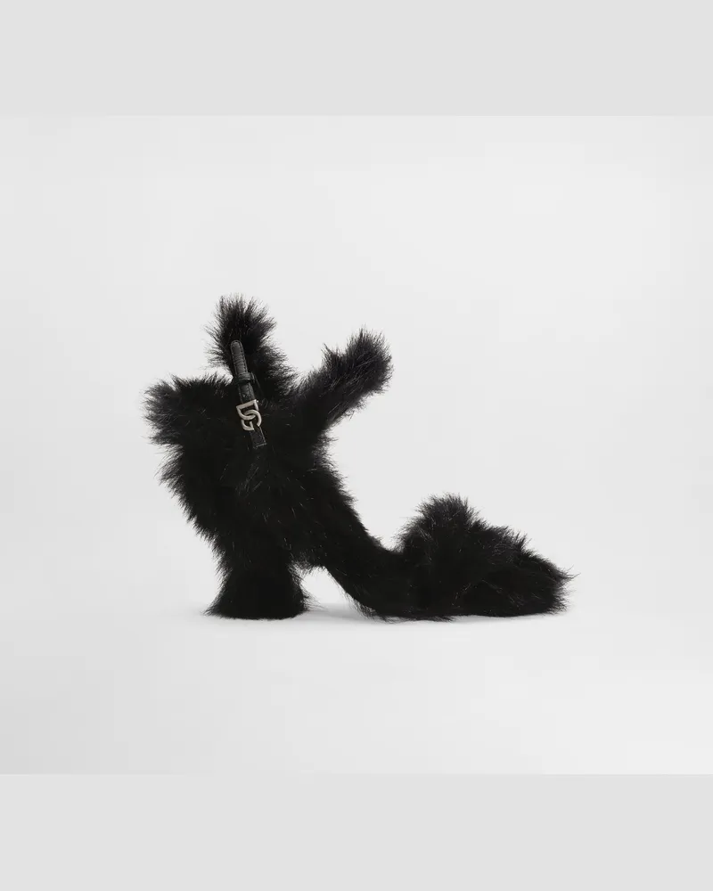 Dolce & Gabbana Shearling Sandals - Frau Sandalen Und Wedges Schwarz Black
