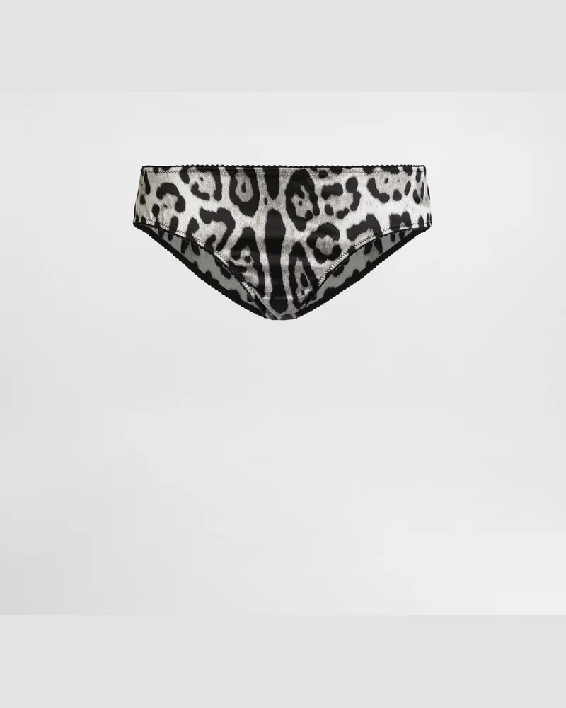 Dolce & Gabbana Slip Aus Satin Leoprint - Frau Unterwäsche Drucken Satin Drucken