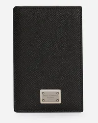 Dolce & Gabbana Bifold-Kartenetui aus Kalbsleder Dauphine-Prägung Schwarz