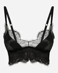 Dolce & Gabbana Soft-Cup-Bralette-BH aus Satin mit Spitze Black