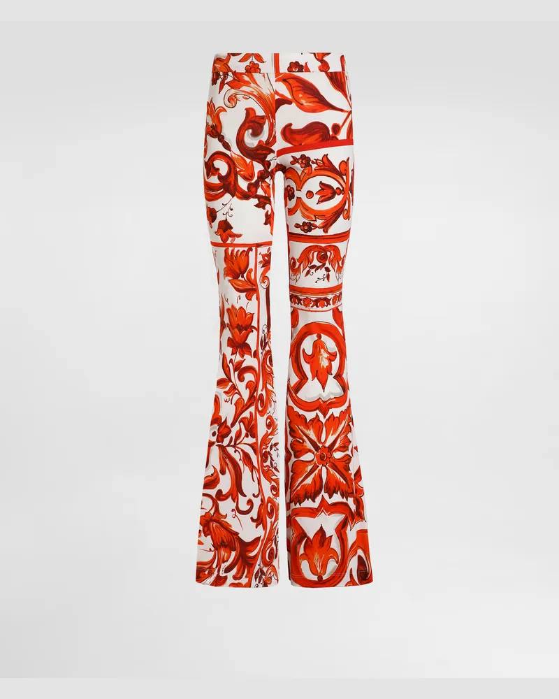 Dolce & Gabbana Hose Aus Organzin Mit Majolika-print - Frau Hosen Und Shorts Mehrfarbig Mehrfarbig