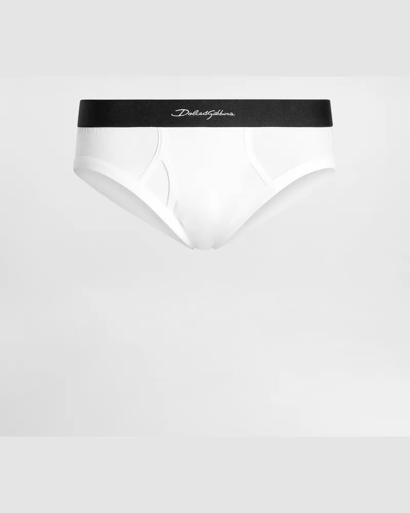 Dolce & Gabbana Midi-slip Aus Bi-elastischem Baumwolljersey - Mann Unterwäsche Und Loungewear Wei Weiss