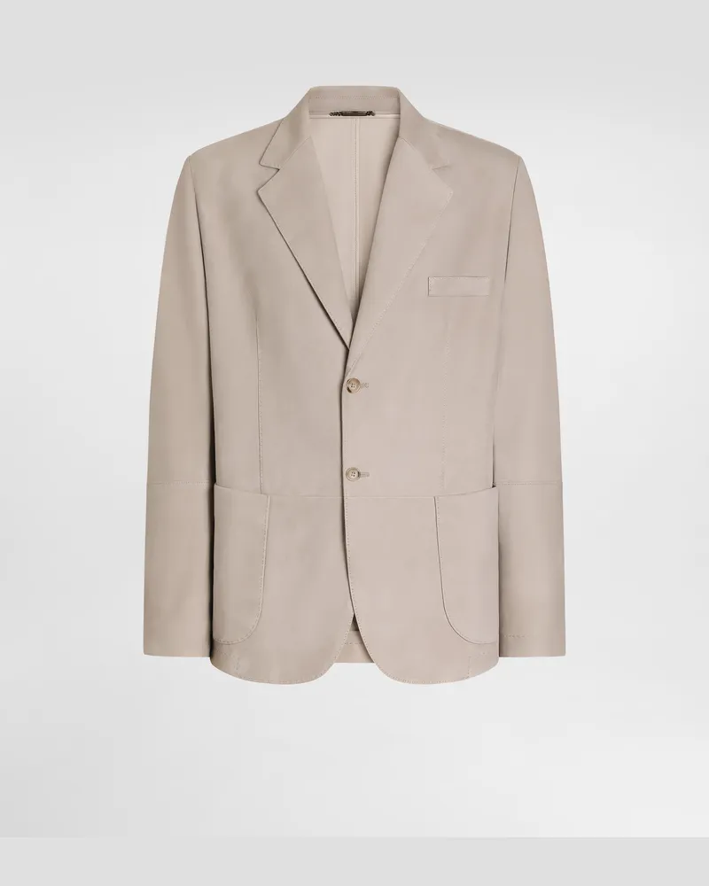 Dolce & Gabbana Einreihige Jacke Aus Veloursleder - Mann Anzüge Und Blazer Grau Mehrfarbig