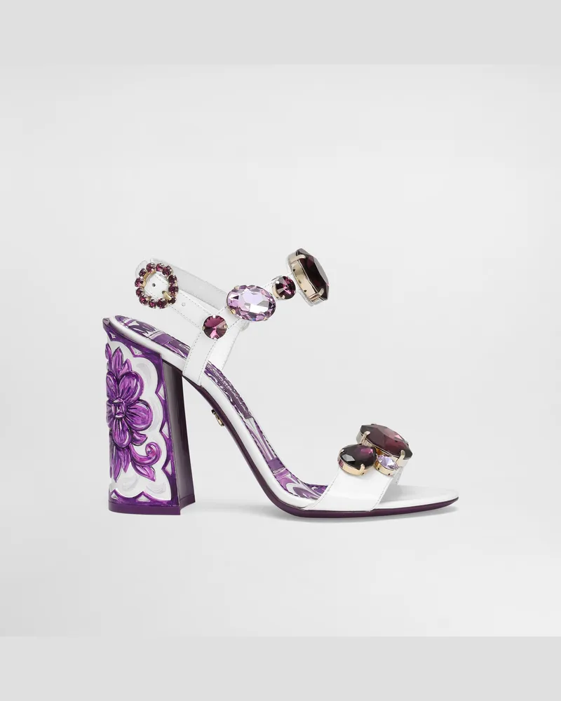 Dolce & Gabbana Patent Leather Sandal With Jewel Embroidery - Frau Sandalen Und Wedges Multicolor Multicolor