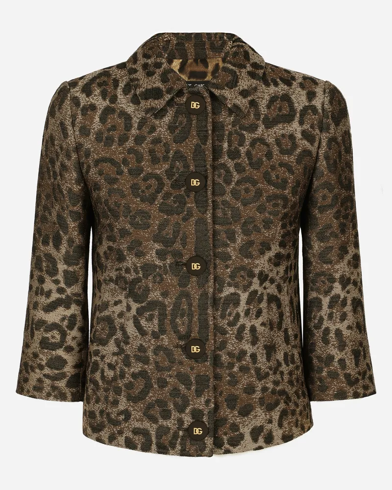 Dolce & Gabbana Jacke Gabbana Aus Wolljacquard Mit Leomuster - Frau Blazer Animalprint Wolle Mehrfarbig