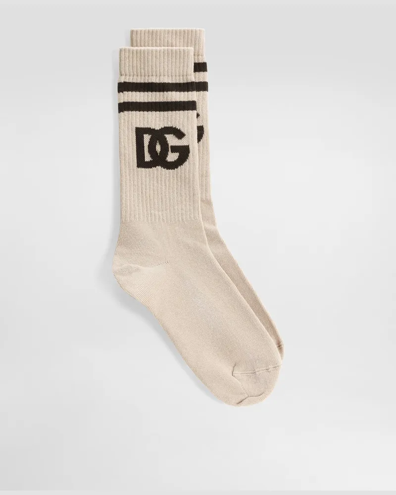 Dolce & Gabbana Dg Logo Jacquard Shaved Sock - Mann Socken Beige Beige