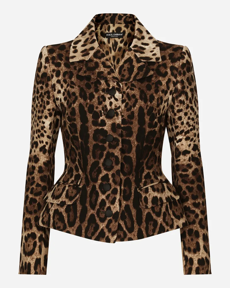 Dolce & Gabbana Einreihige Jacke Aus Double-krepp Leoprint - Frau Blazer Animalprint Wolle Animal-print