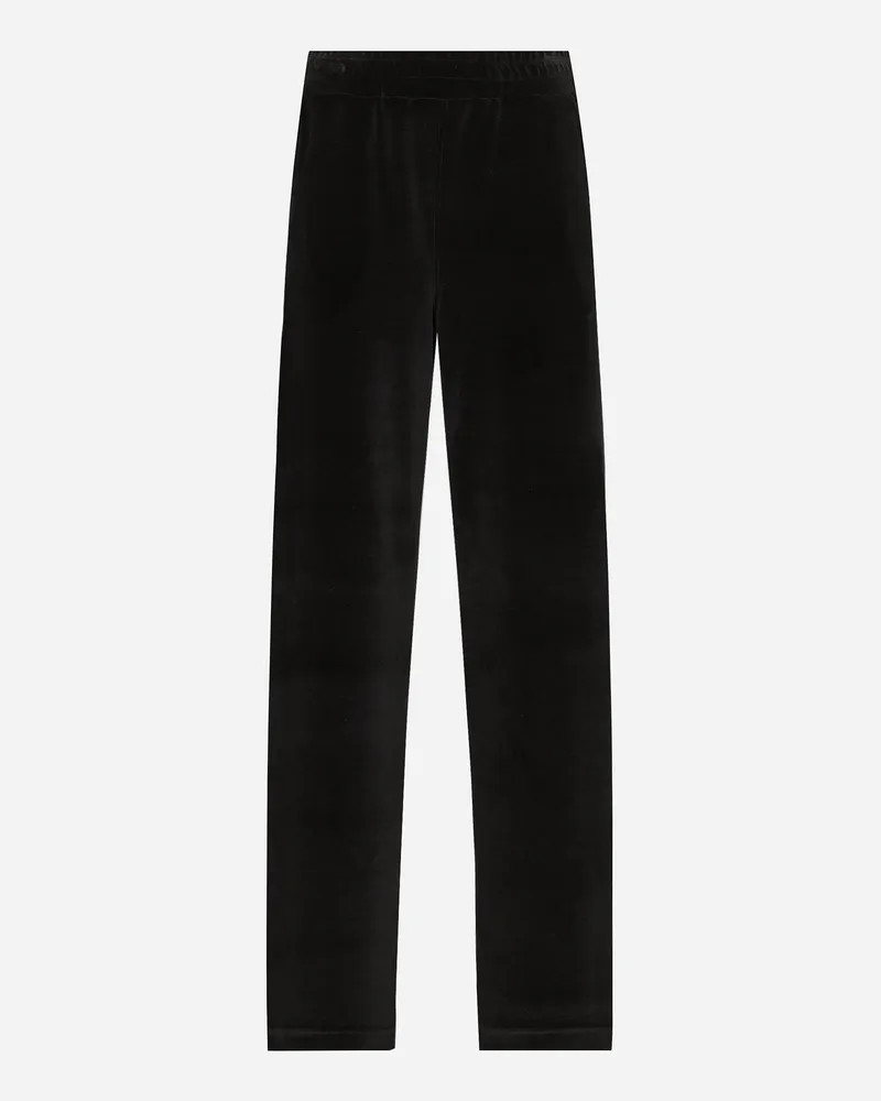 Dolce & Gabbana Jogginghose Aus Baumwollchenille Mit Dg-logo - Frau Hosen Und Shorts Schwarz Schwarz