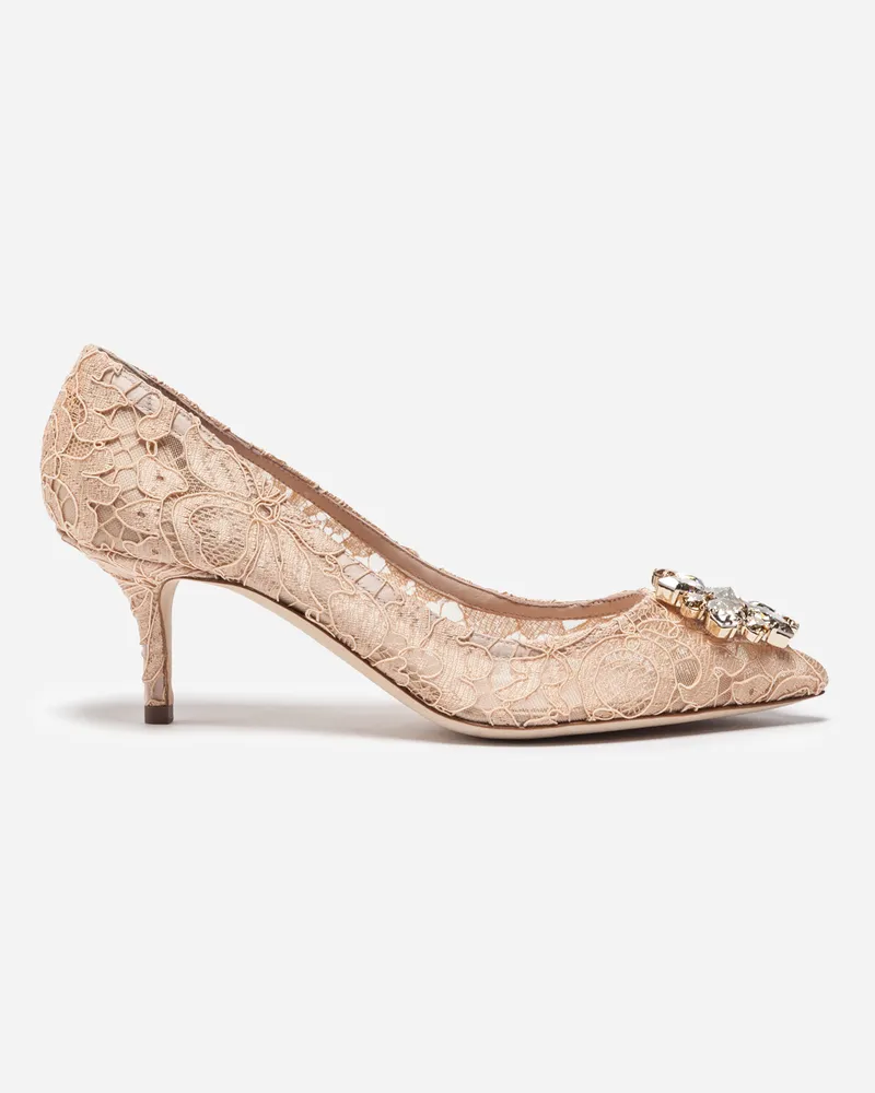 Dolce & Gabbana Lace Rainbow Pumps With Brooch Detailing - Frau Pumps Und Slingbacks Rosa Spitze Rosa