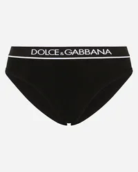 Dolce & Gabbana Slip aus geripptem Jersey mit Logo-Gummiband Schwarz