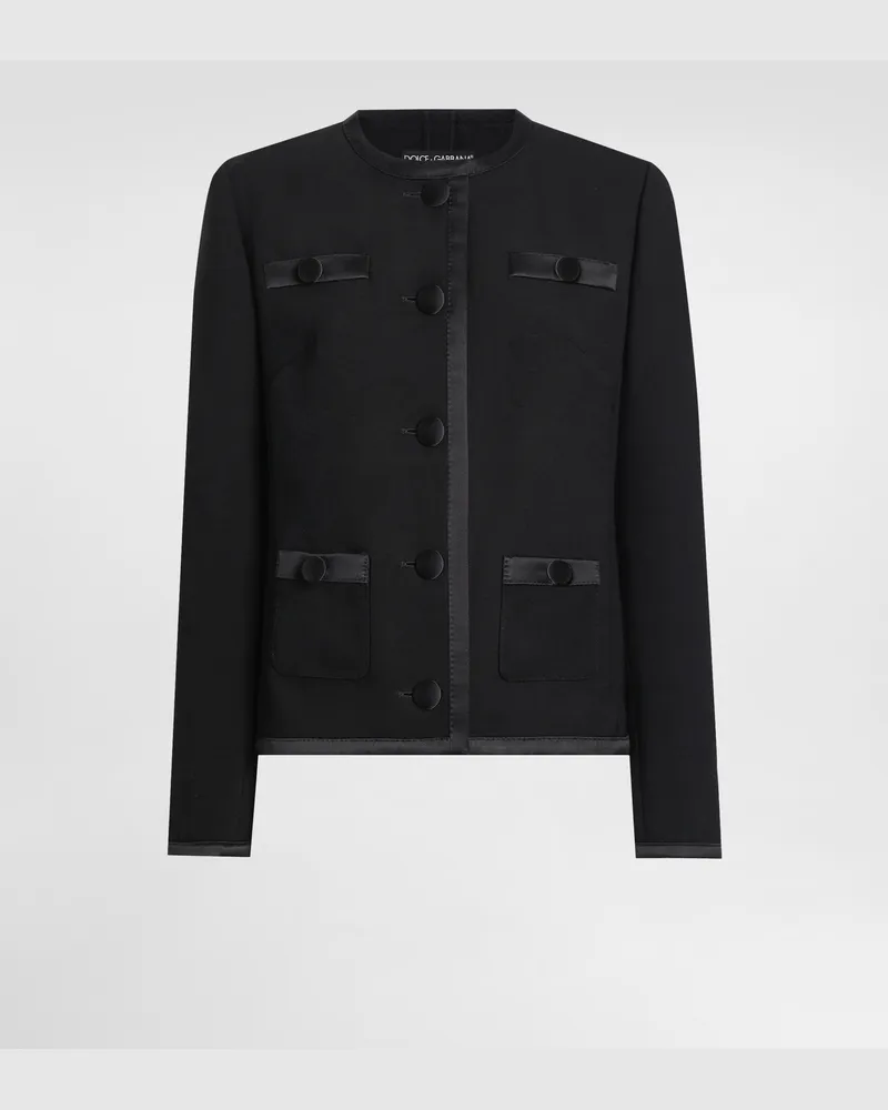 Dolce & Gabbana Einreihige Jacke Aus Doppelkrepp - Frau Mäntel Und Jacken Schwarz Schwarz