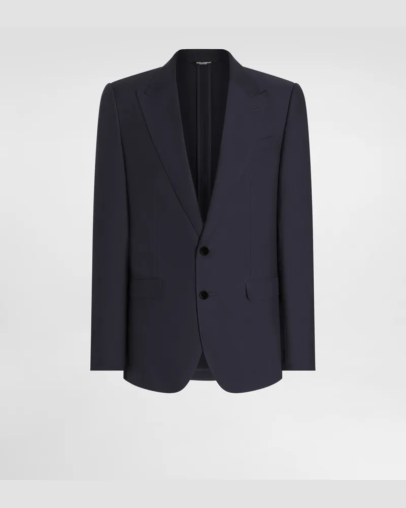 Dolce & Gabbana Single-breasted Silk-blend Gabardine Taormina Jacket - Mann Anzüge Und Blazer Blau Blue