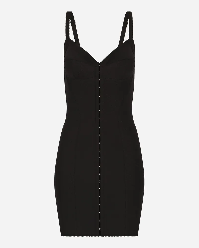 Dolce & Gabbana Kurzes Kleid Aus Leichtem Funktionsjersey - Frau Kleider Schwarz Stoff Schwarz