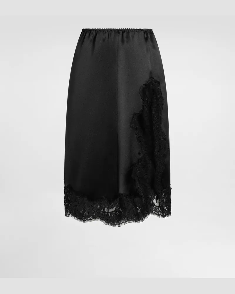 Dolce & Gabbana Satin Midi Skirt - Frau Röcke Schwarz Black