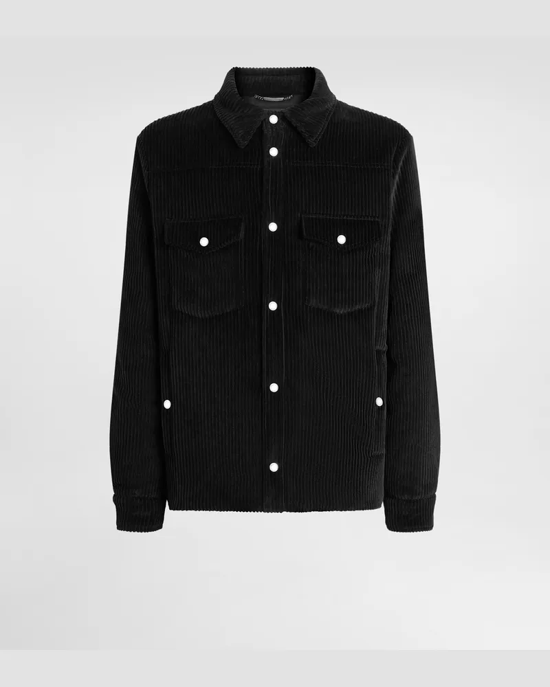 Dolce & Gabbana Hemd Aus Wattiertem Und Gestepptem Cord - Mann Mäntel Und Jacken Schwarz Schwarz