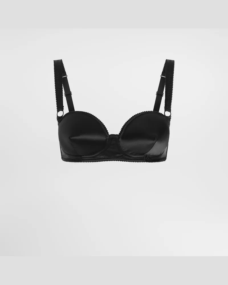 Dolce & Gabbana Balconette-bh Aus Satin Mit Kegelförmigen Körbchen - Frau Unterwäsche Schwarz Schwarz