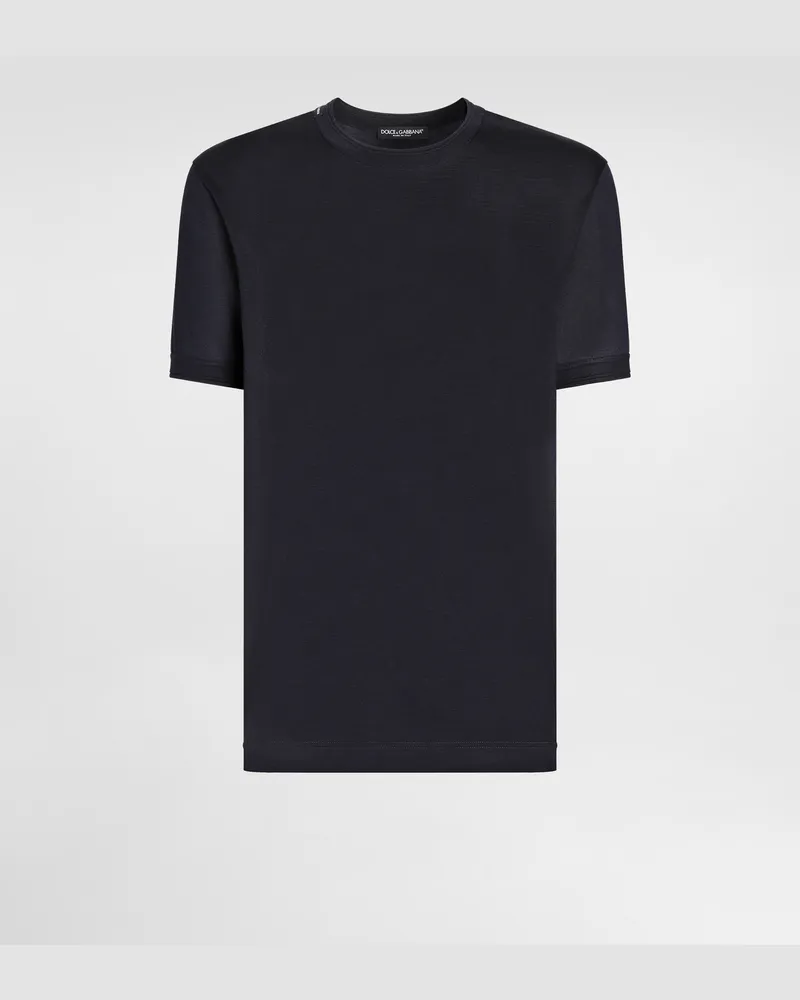 Dolce & Gabbana T-shirt Aus Seidenjersey - Mann T-shirts Und Polos Blau Blau