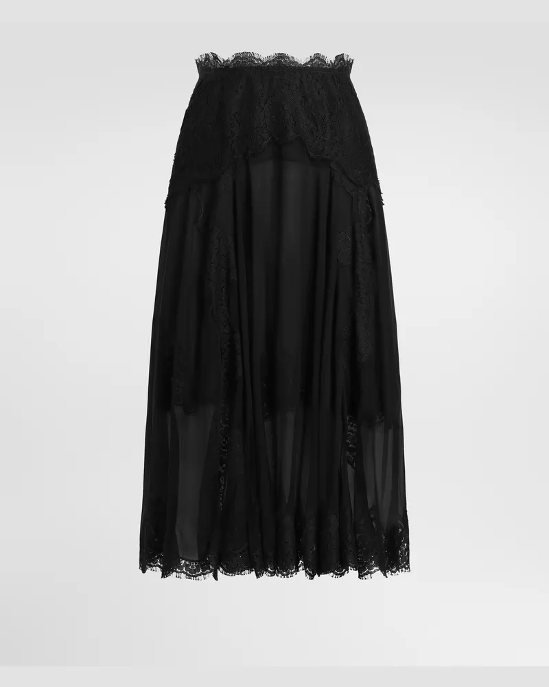 Dolce & Gabbana Rock Aus Chiffon - Frau Collection Schwarz Seide Schwarz