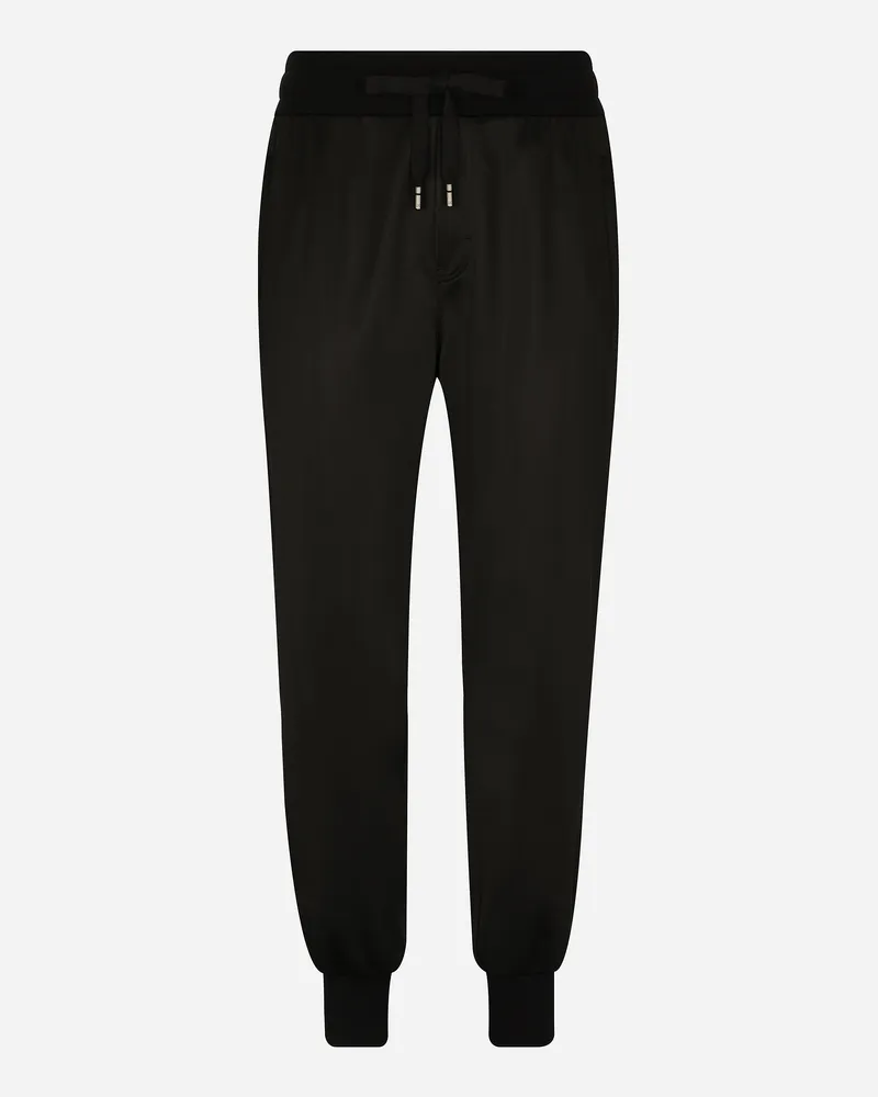 Dolce & Gabbana Jogginghose Aus Funktionsjersey Mit Plakette - Mann Hosen Und Shorts Schwarz Stoff Schwarz