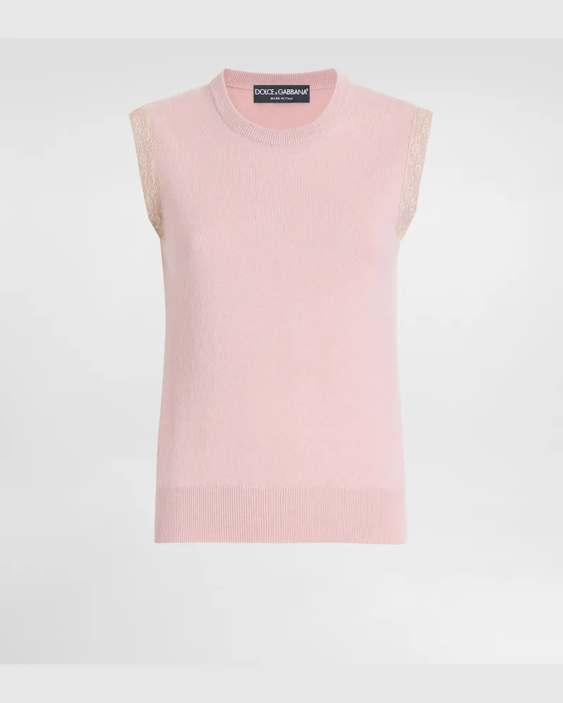 Dolce & Gabbana Cashmere Tank Top - Frau Strickwaren Rosa Rosa