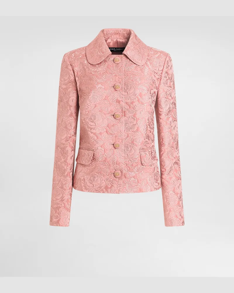 Dolce & Gabbana Single-breasted Floral Quilted Jacquard Gabbana Jacket - Frau Blazer Pink Pink