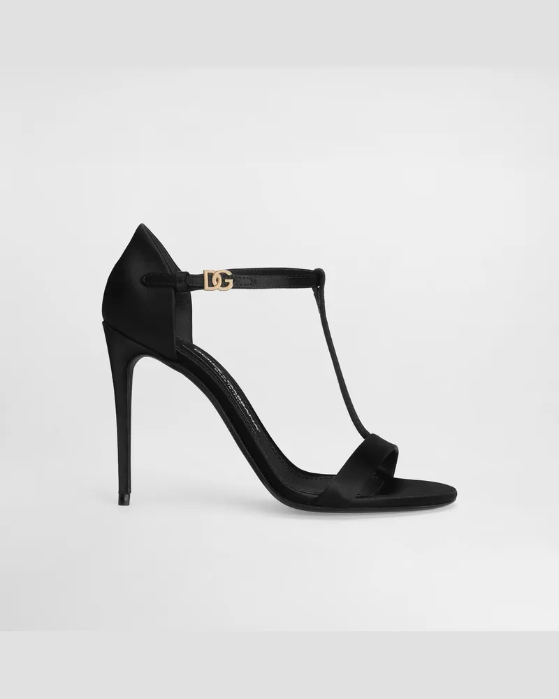 Dolce & Gabbana T-steg-sandalette Aus Satin - Frau Sandalen Und Wedges Schwarz Viskose Schwarz