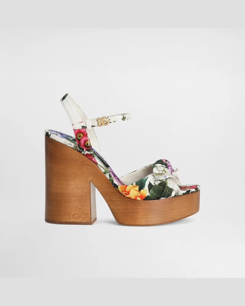 Dolce & Gabbana Plateau-sandalette Aus Jacquard - Frau Sandalen Und Wedges Drucken Drucken