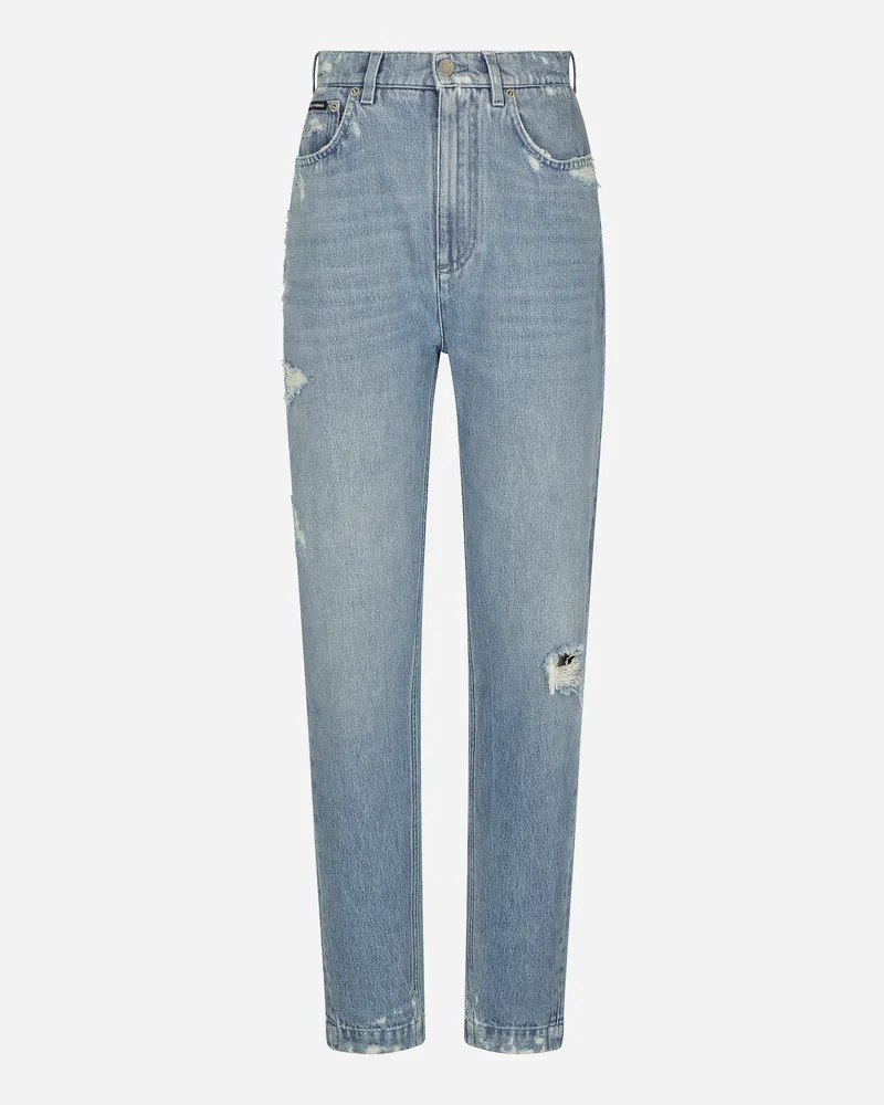 Dolce & Gabbana Jeans Aus Denim Mit Kleinen Rissen - Frau Denim Mehrfarbig Baumwolle Mehrfarbig