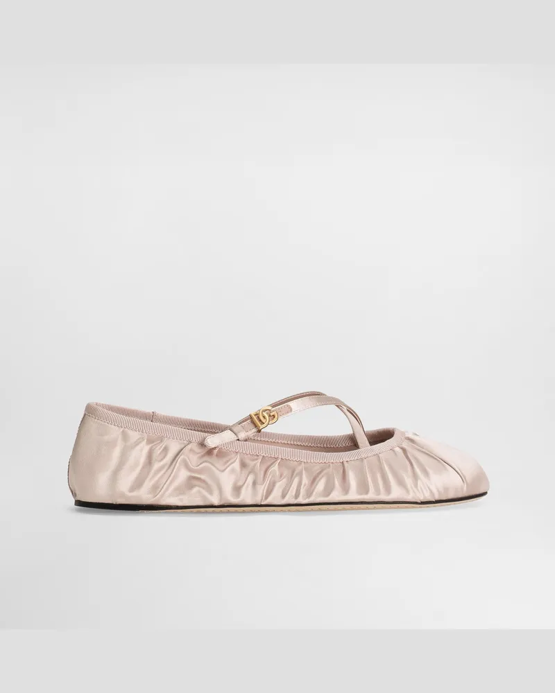 Dolce & Gabbana Ballerina Aus Satin - Frau Flat Puder Puder