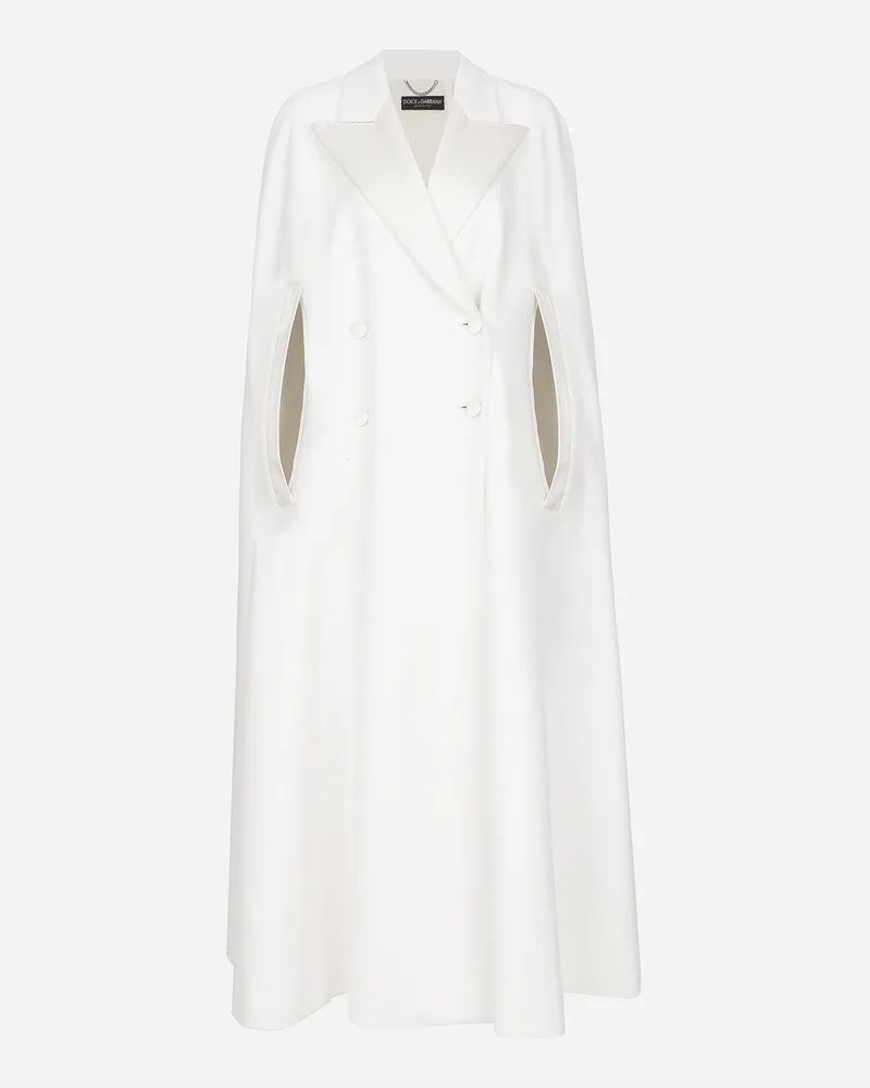 Dolce & Gabbana Zweireihiges Cape Aus Wolle - Frau Mäntel Und Jacken Wei� Wolle Weiss