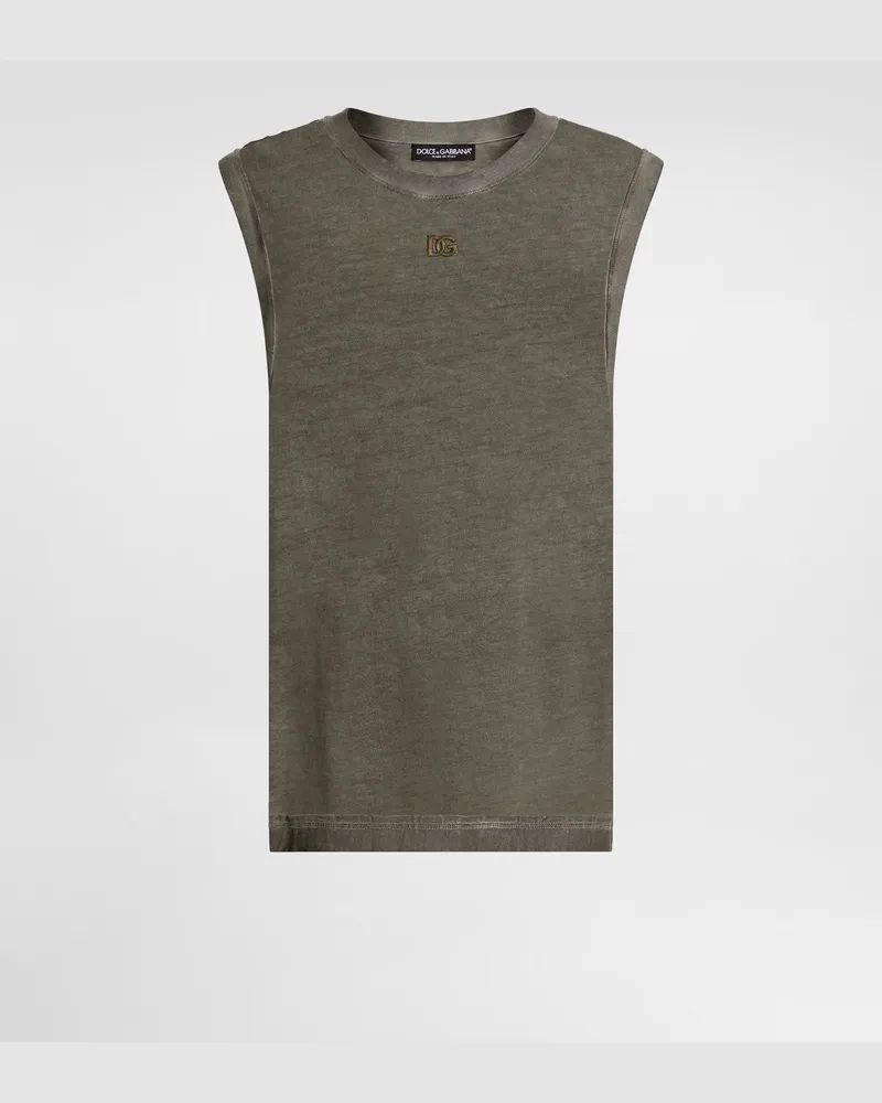 Dolce & Gabbana Cotton Tank Top - Mann T-shirts Und Polos Grey Grey