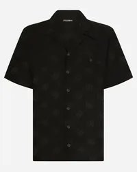 Dolce & Gabbana Hawaiihemd aus Seidenjacquard DG Monogram Schwarz