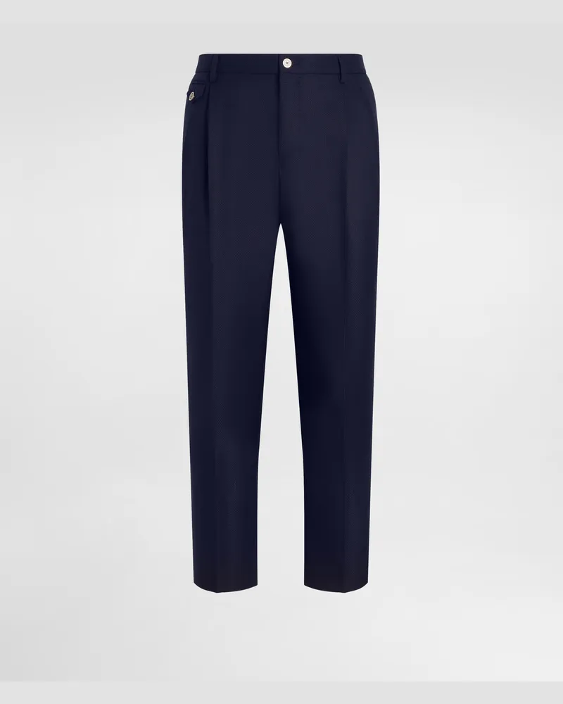 Dolce & Gabbana Hose Aus Wolle Mit Doppelter Bundfalte - Mann Hosen Und Shorts Blau Blau