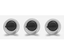 White gold tuxedo buttons with black jades