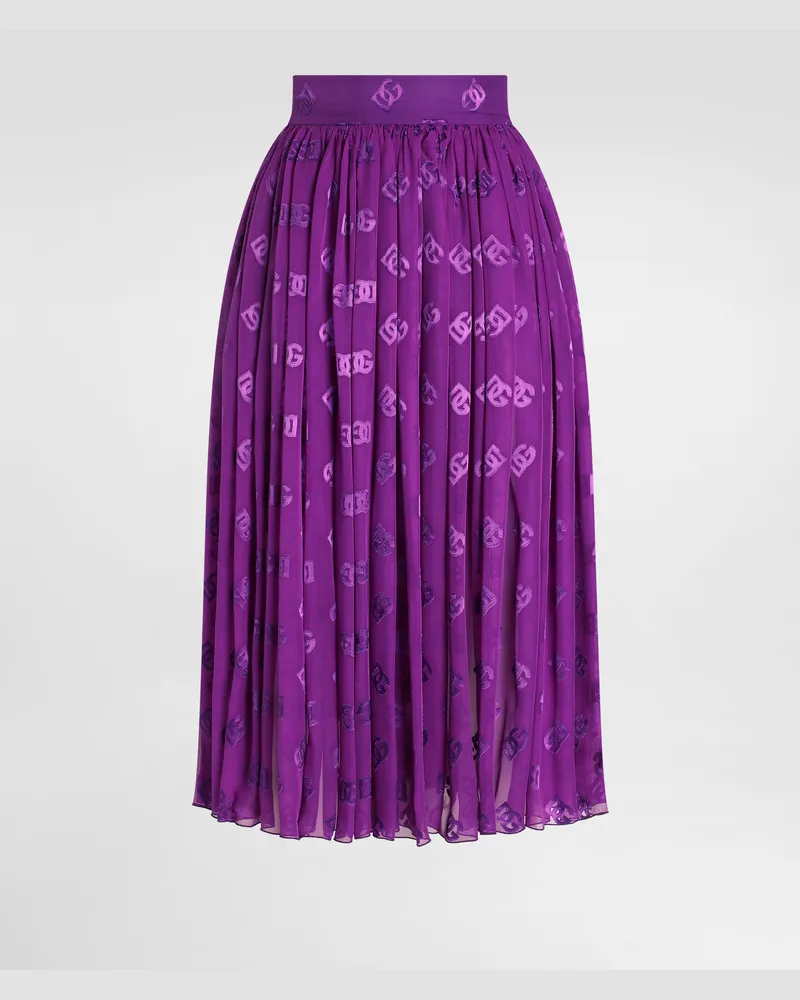 Dolce & Gabbana Jacquardrock Aus Satin Mit Ausbrennermuster - Frau Röcke Violett Violett