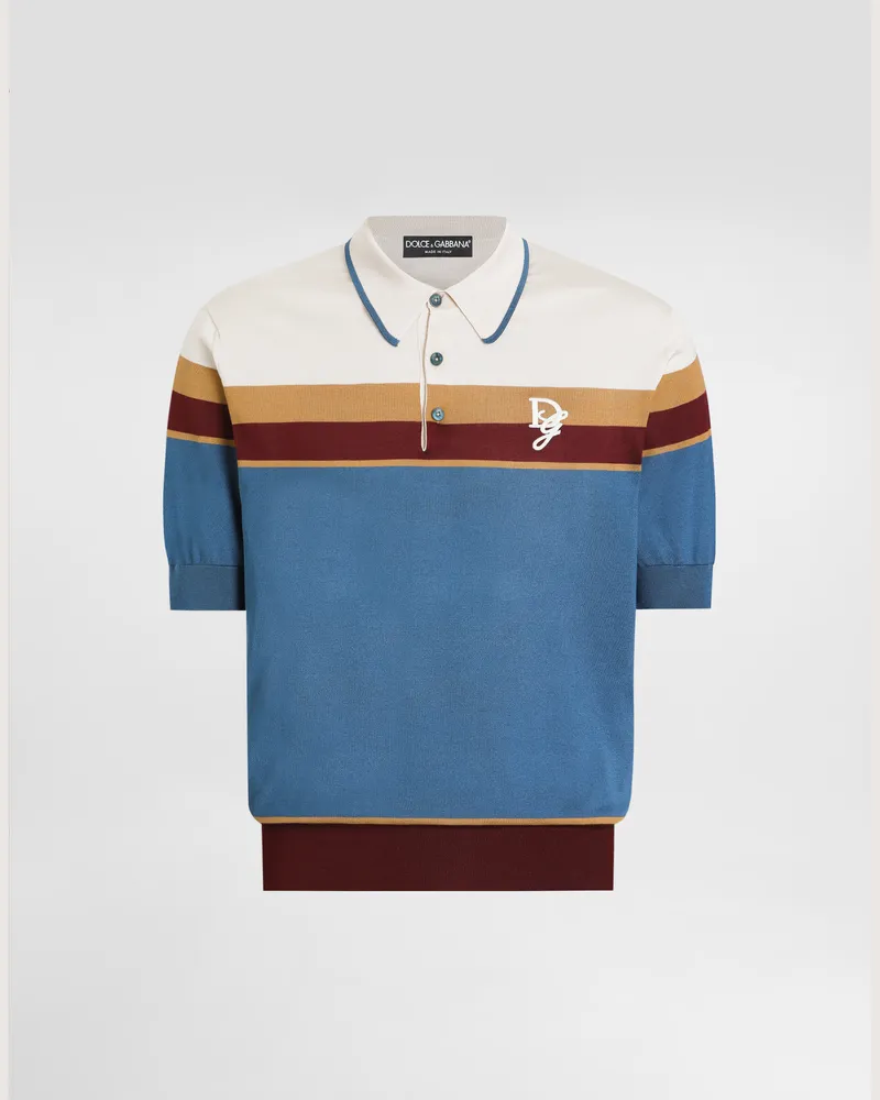 Dolce & Gabbana Poloshirt Aus Seide Mit Logostickerei - Mann Strickwaren Sahne Sahne