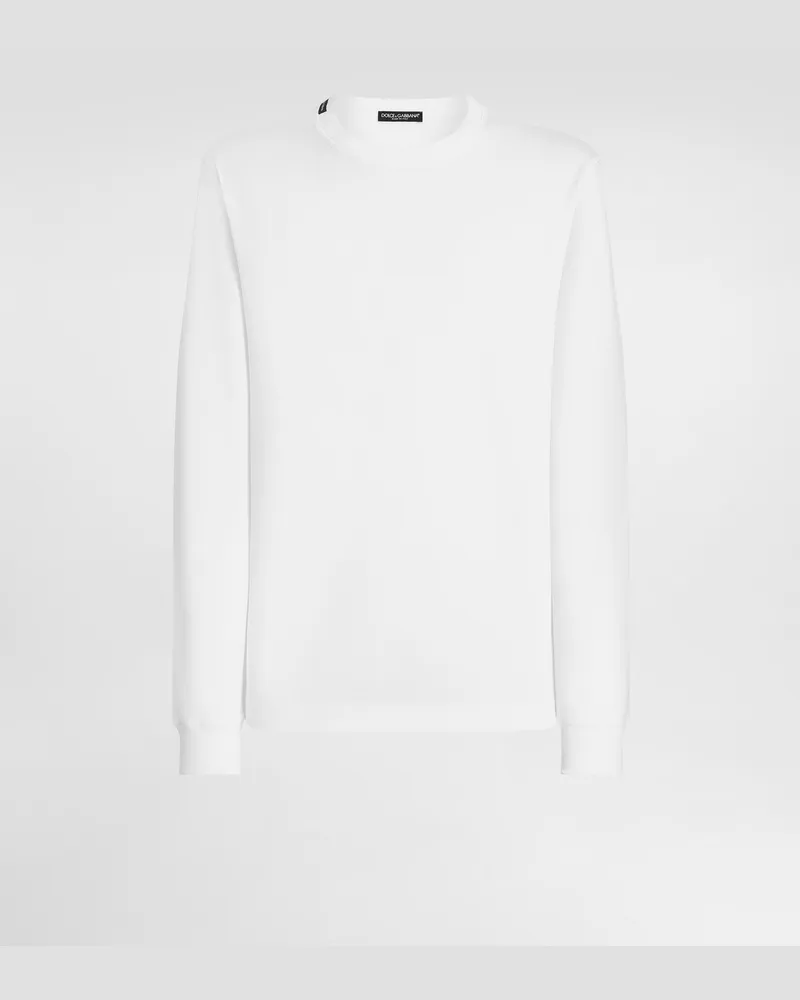 Dolce & Gabbana Long Sleeve Cotton T-shirt - Mann T-shirts Und Polos Wei� Baumwolle White