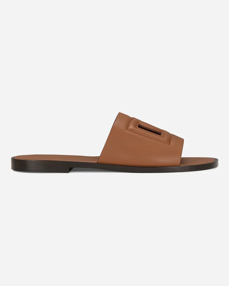 Dolce & Gabbana Pantolette Aus Kalbsleder - Mann Sandalen Und Slides Braun Leder Braun