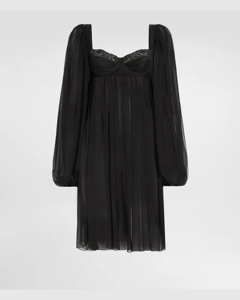 Dolce & Gabbana Kleid Aus Chiffon - Frau Kleider Schwarz Seide Schwarz