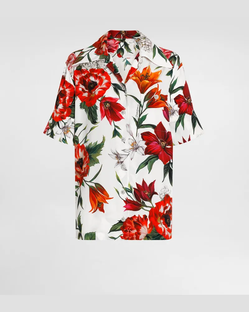Dolce & Gabbana Bluse Aus Charmeuse Mit Blumenprint - Frau Blusen Und Tops Drucken Drucken