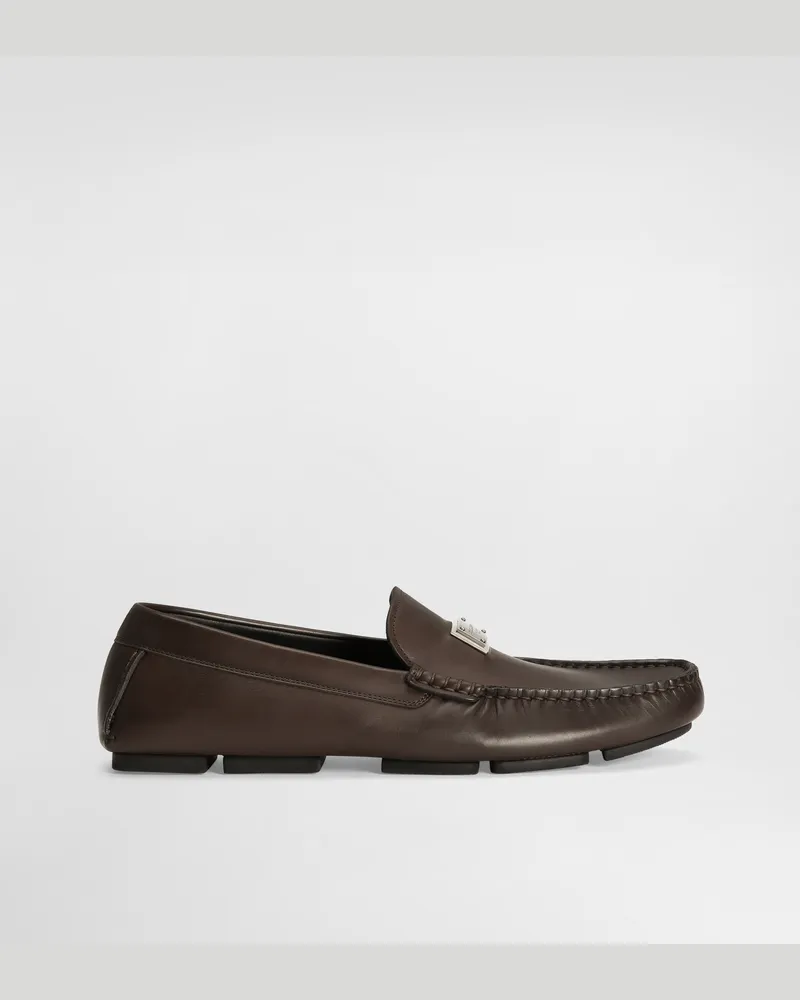 Dolce & Gabbana Dg Driver Calfskin Loafers - Mann Driver Und Mokassins Brown Brown