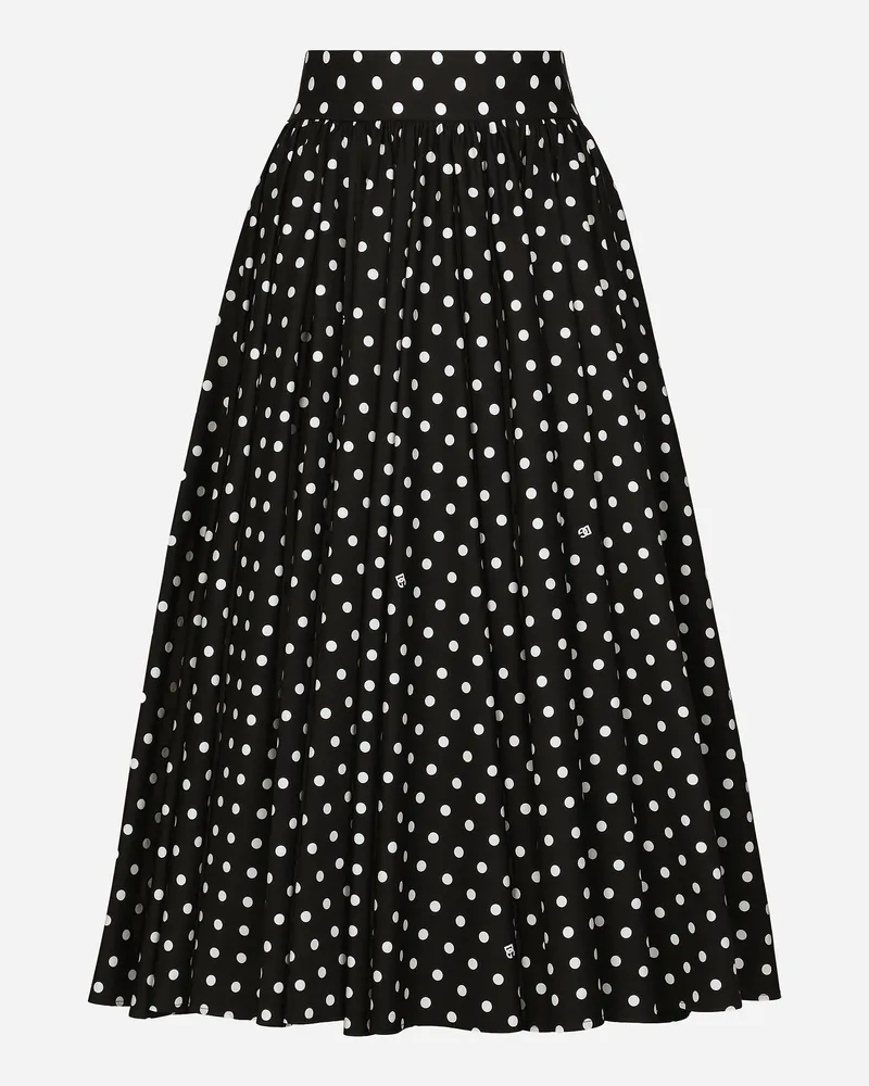 Dolce & Gabbana Longuette-tellerrock Aus Baumwolle Punkteprint - Frau Röcke Drucken Drucken