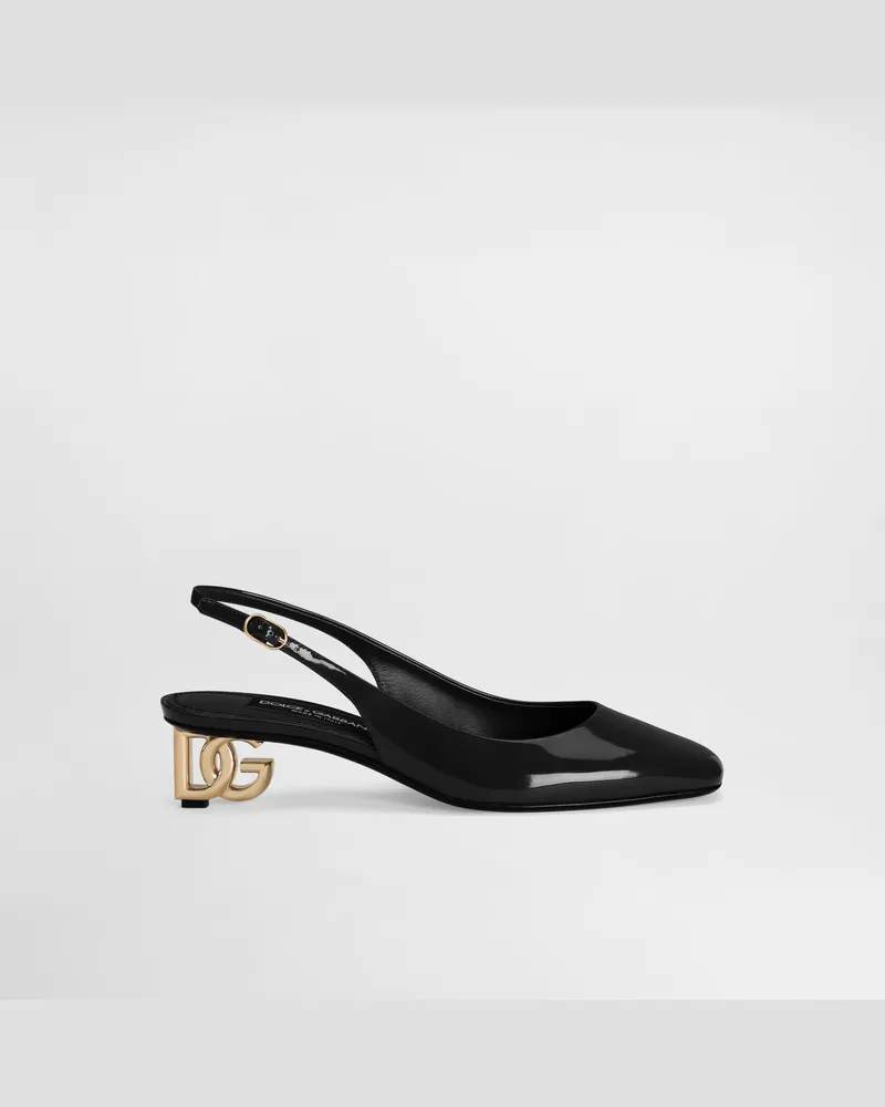 Dolce & Gabbana Slingback Aus Lackleder - Frau Pumps Und Slingbacks Schwarz Leder Schwarz