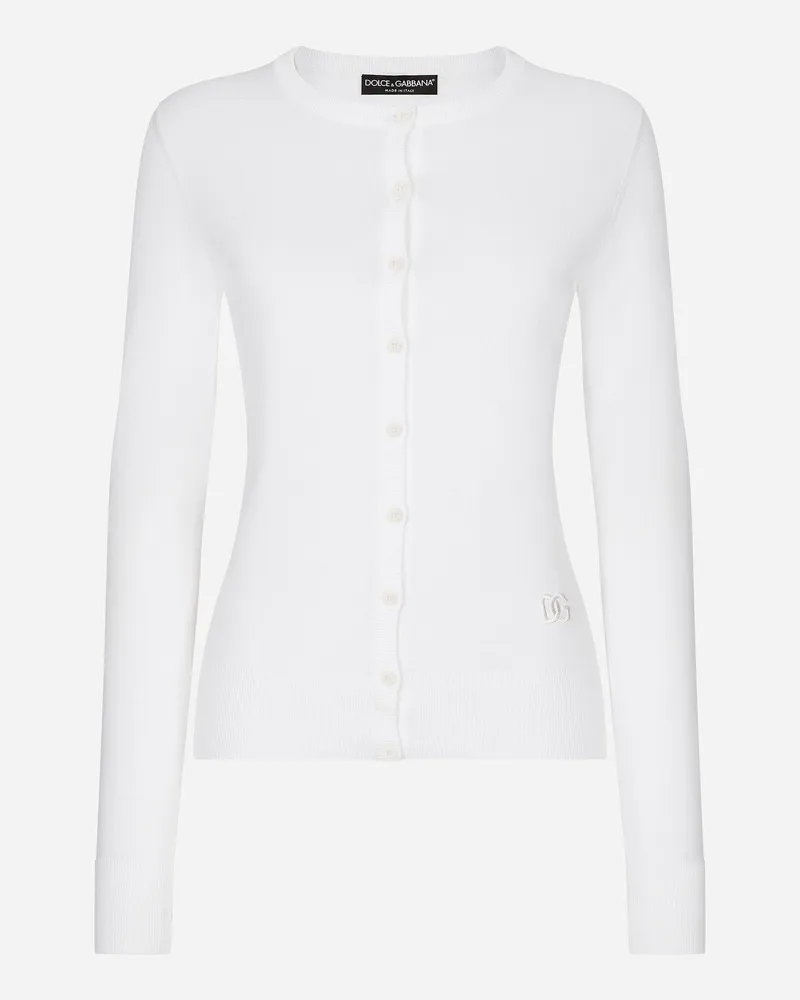 Dolce & Gabbana Rundhals-cardigan Aus Seide - Frau Strickwaren Wei Weiss