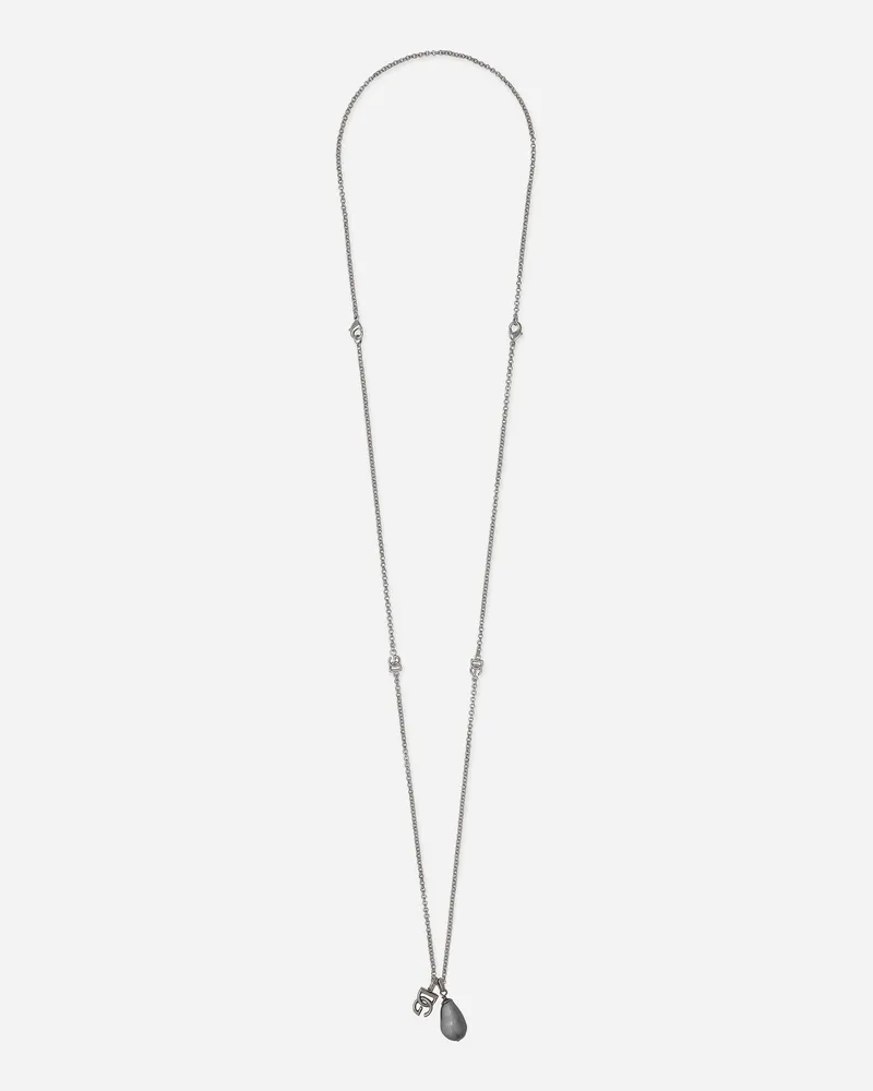 Dolce & Gabbana Halskette Mit Tropfen Und Dg-logo - Mann Bijoux Grau Metall Grau
