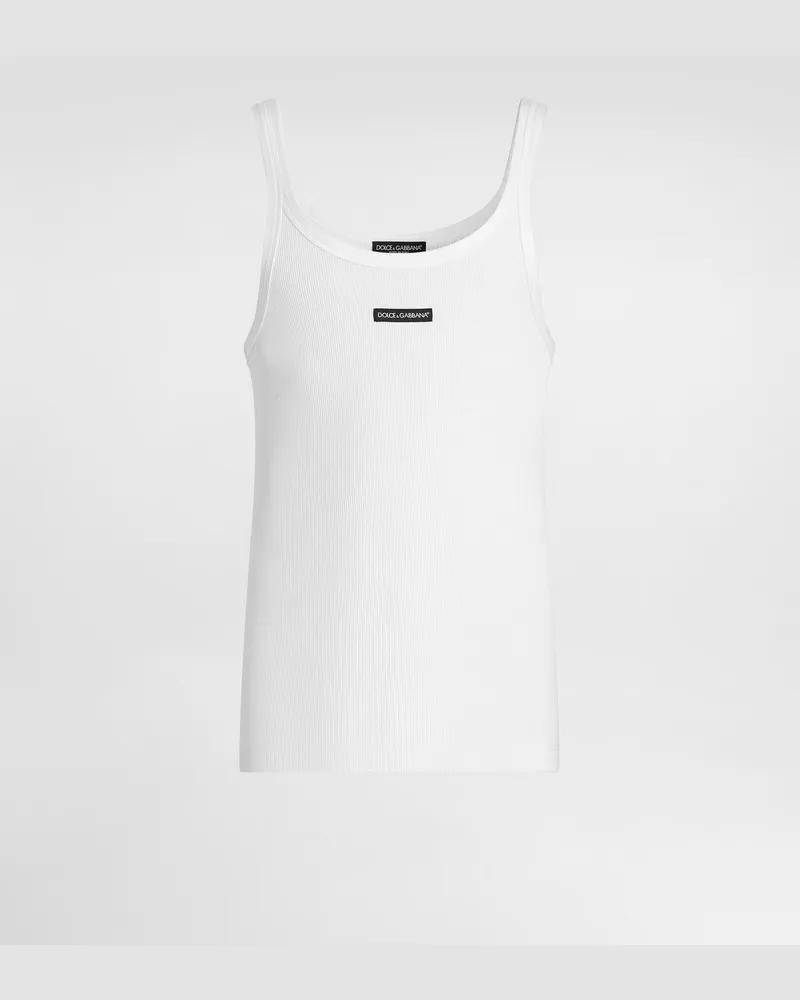 Dolce & Gabbana Cotton Tank Top With Print - Mann T-shirts Und Polos Wei White